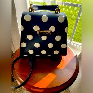 Zac Zac Posen navy with white polka dot satchel bag/backpack - used one time!